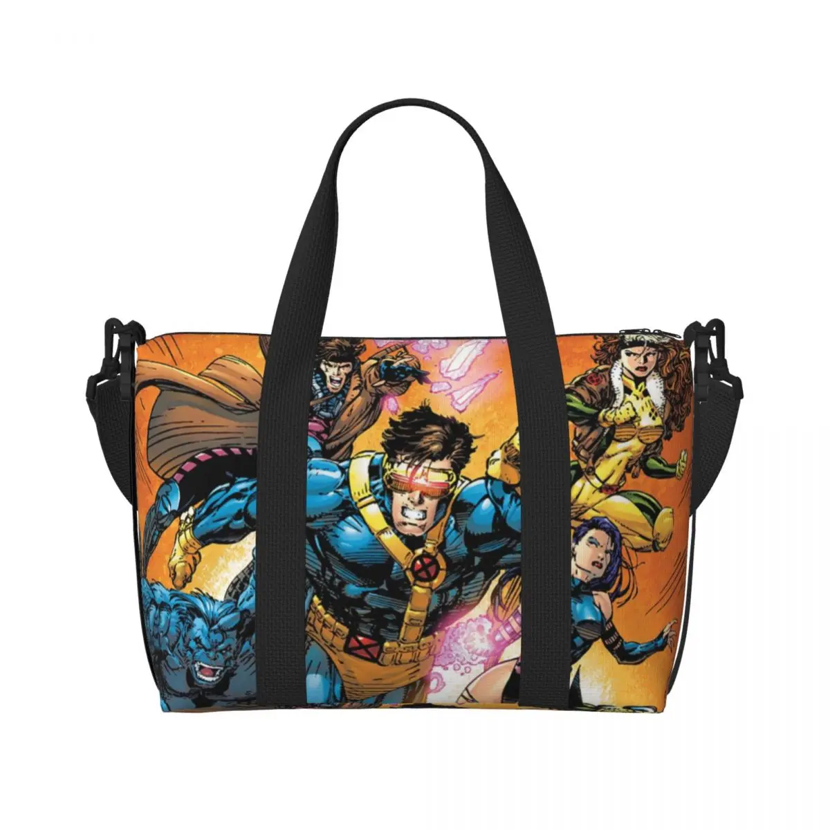 

Custom Large X-Men Wallpaper Tote Bag Women Comic Superhero Shoulder Shopper Beach Gym Travel Bag