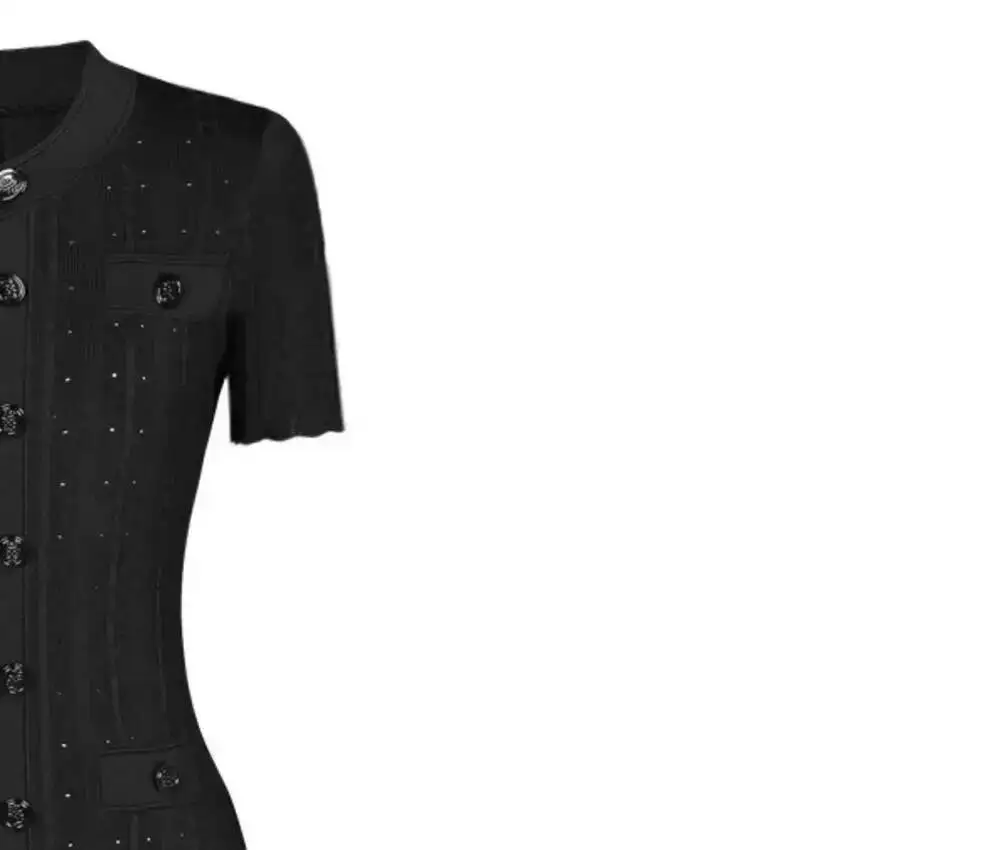 Marque Designer luxe à manches courtes longues robes tricotées femmes été automne simple boutonnage crayon soirée robe de bal tricots