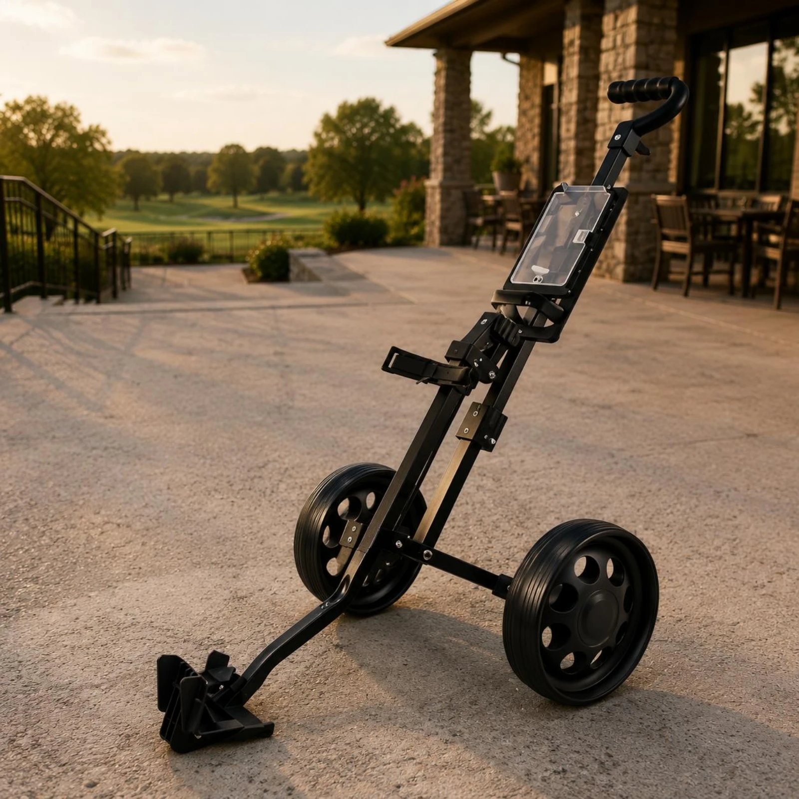 Foldable Golf Trolley Long-Lasting 2 Wheel Golf Vehicle Pull Vehicle Ergonomic Handle Sports Gear Quick Setup for Driving Range