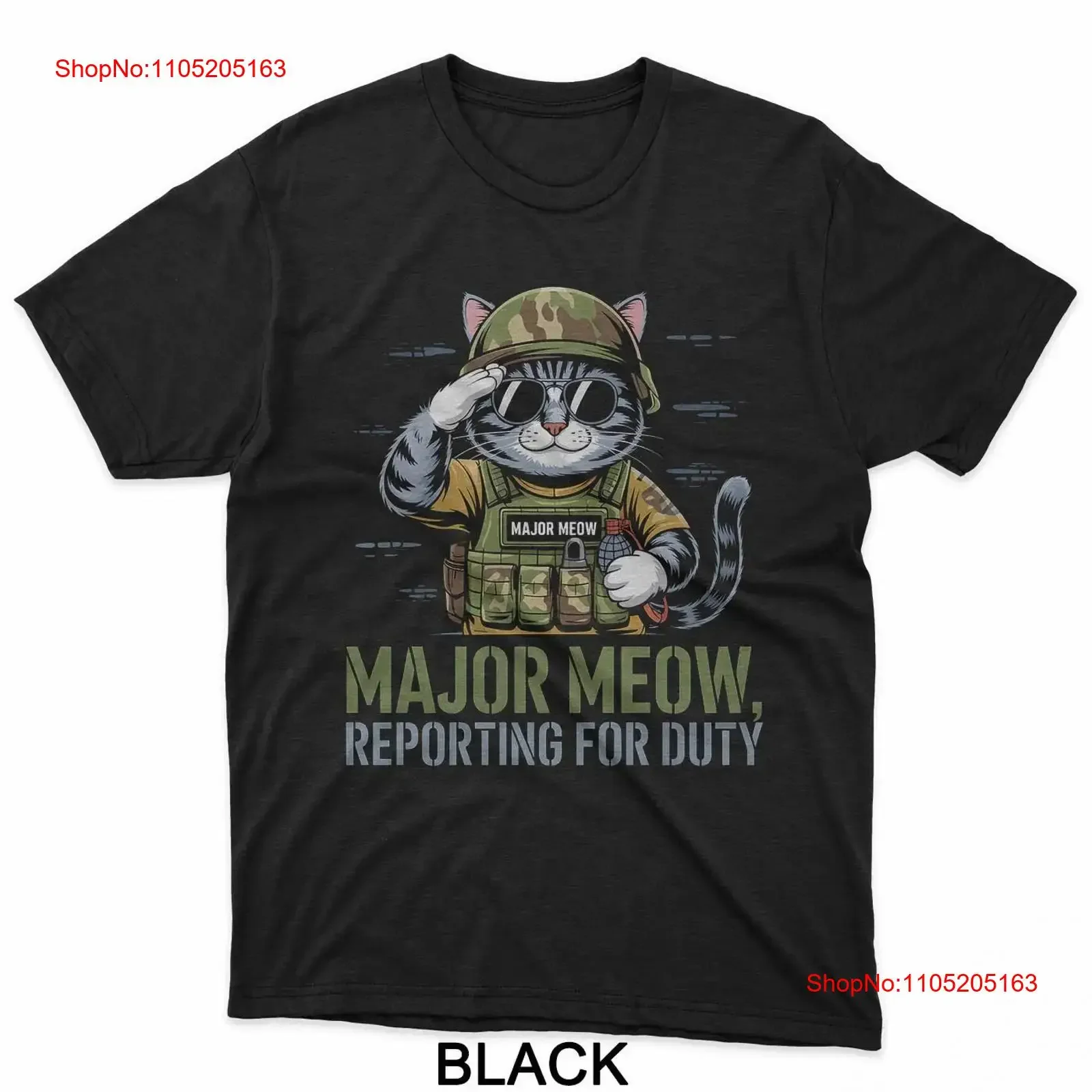 

Major Meow Reporting for Duty Military Cat T Shirt vintage Washed Soft fashion Unisex designer clothes Comfortable homme