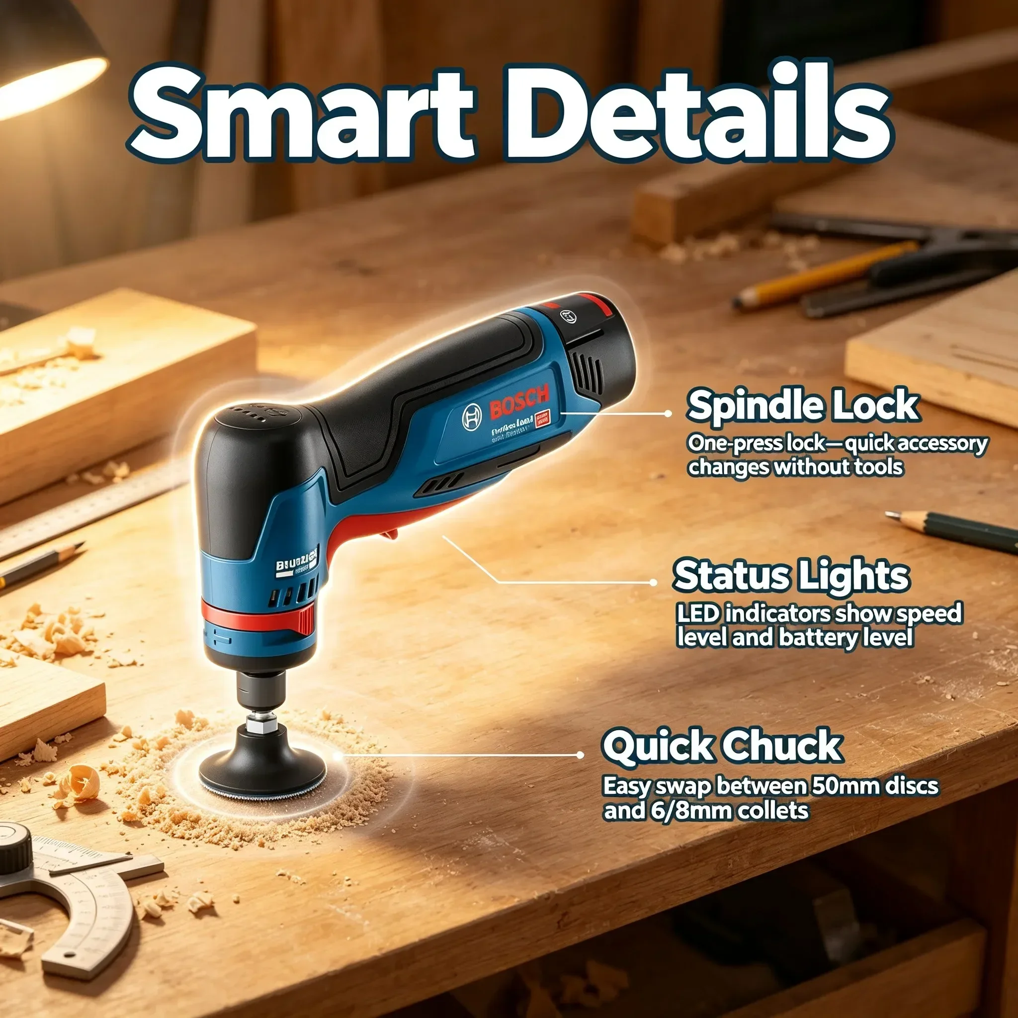 Bosch GWG12V-50 S 12V High-Performance Right Angle Sander, Portable Power Tool
