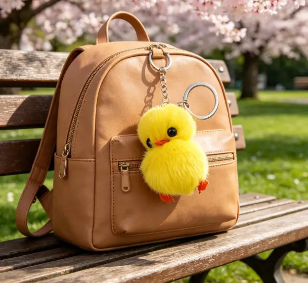 Small Chicken Keychain Easter Fluffy Chicks Mini Realistic Plush Chick Keychain for Easter Party Favors（1 PCS)