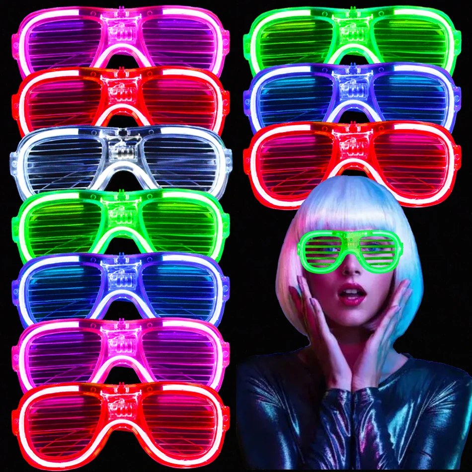 

12/25 PCS LED Light Up Glasses Bulk 5 Colors Glow Glasses Glow in The Dark Party Supplies Neon Party Favors for Wedding Birthday
