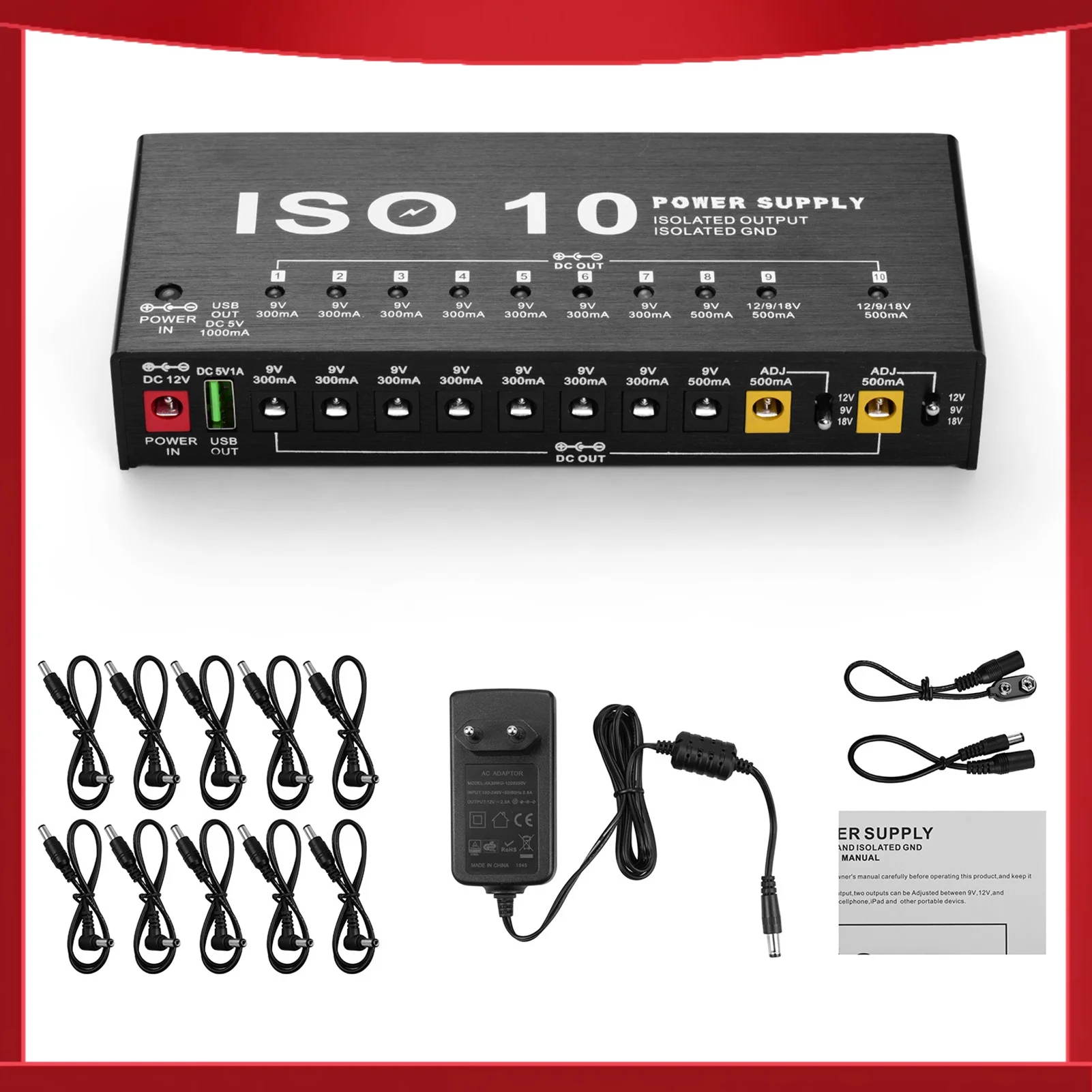 moskyaudio-iso-10-estacion-de-alimentacion-portatil-para-efectos-de-guitarra-10-salidas-de-cc-aisladas-una-salida-usb-de-5v-efectos-de-guitarra-de-18v