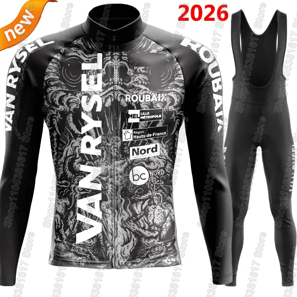 

2026 Van Rysel - Roubaix Cycling Jersey Set France Men Long Sleeve Black Clothing Road Bike Shirts Suit MTB pants Bib Wear Ropa