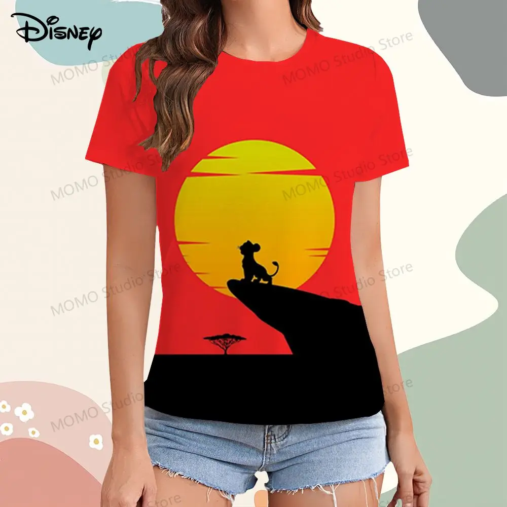 Simba T-shirt Women's Disney The Lion King 2024 Leisure Summer Youthful Woman Clothes XS-3XL Short Sleeve Tee Y2k T-shirts Tops