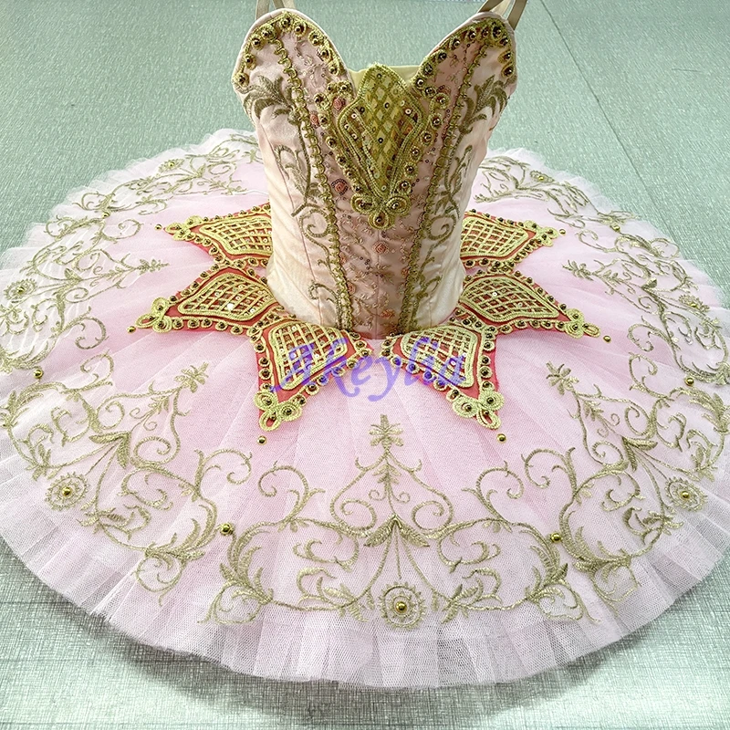 

Adult Professional Ballet Tutu Pink Women Nutcracker Fairy Doll Ballet Costumes Sleeping Beauty Pancake Tutu peach JN9229