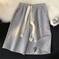 Solid Breathable Shorts Summer Women Fashion Trendy Brand Lightweight Drawstring Basketball Sports Fitness Large Middle Pants