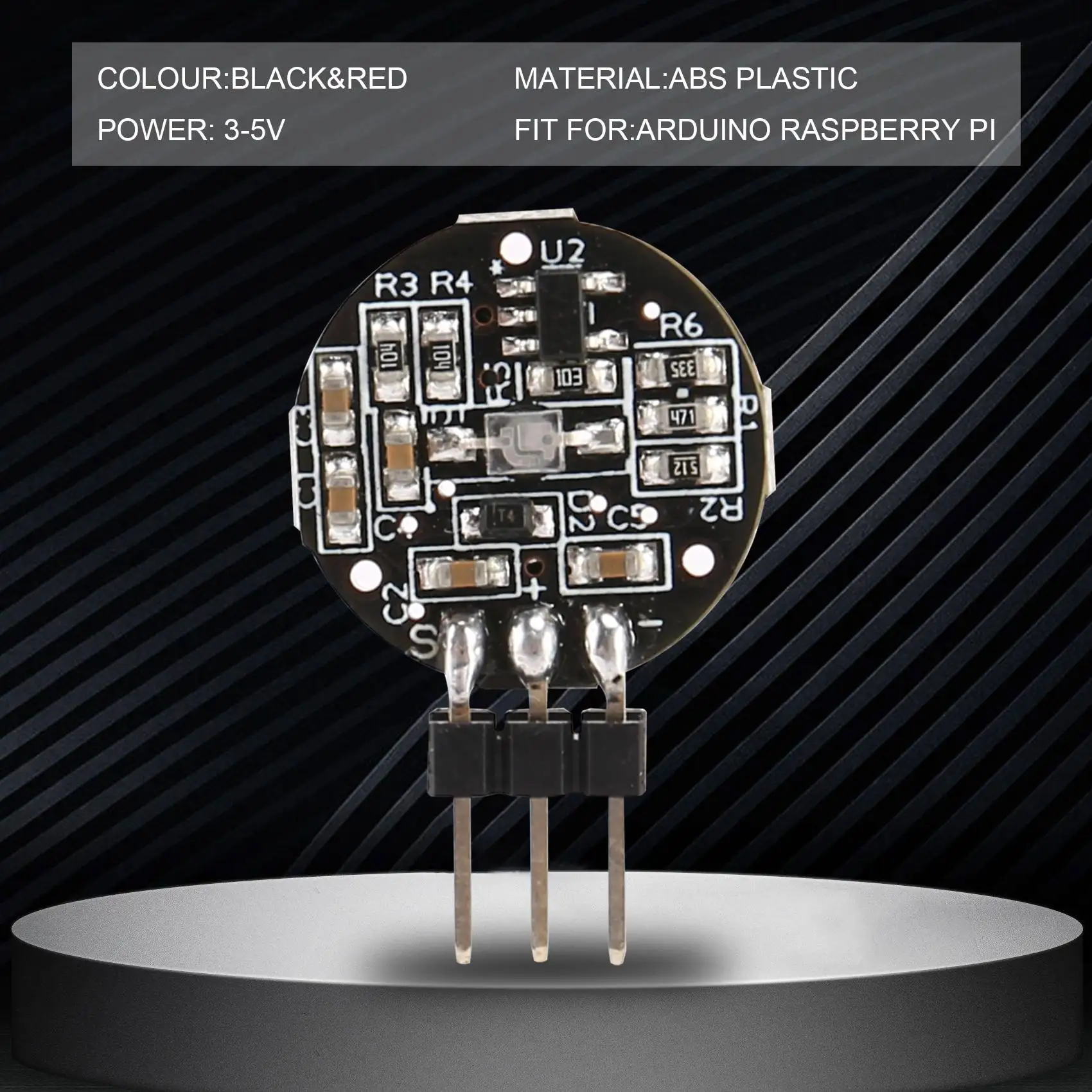 Sensor de pulso para Arduino Raspberry pi, PulseSensor de ritmo cardíaco, negro y rojo