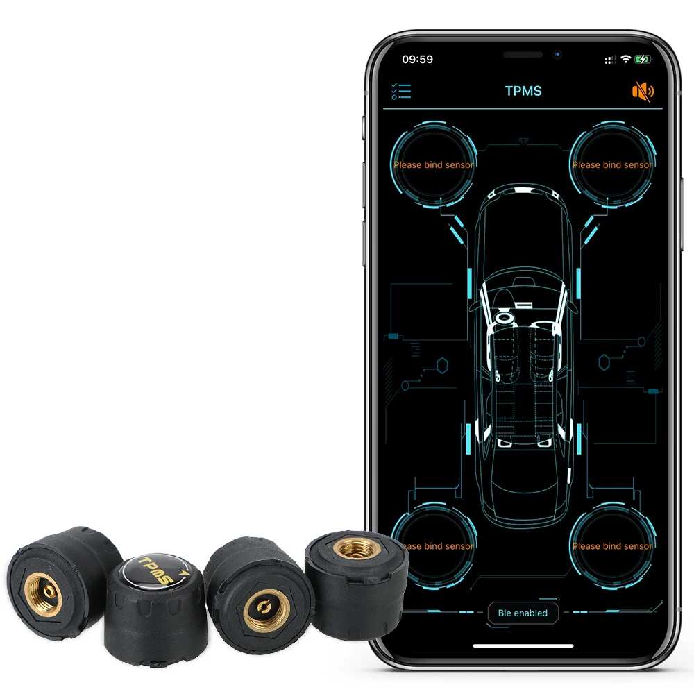 

Bluetooth 4.0 5.0 Датчик давления в автомобильных шинах Приложение Дисплей Android iOS BLE TPMS Универсальная внешняя сигнализация Датчики давления в шинах