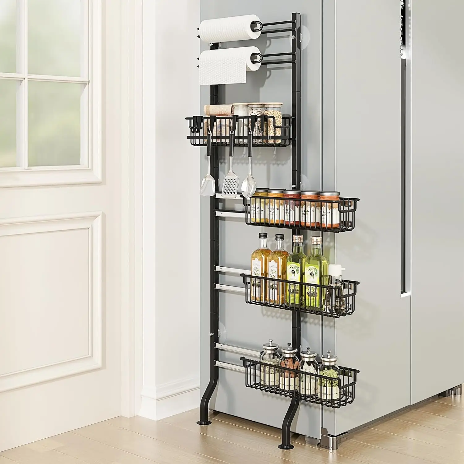 

6-Tier Slim Corner Shelf,Spice Rack Next to Fridge Slim,Narrow Storage Cabinet Organizer for Kitchen,Bathroom