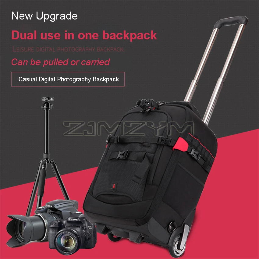 New Upgrade Professional DSLR camera trolley suitcase Bag Video Photo Digital Camera luggage travel trolley Backpack on wheels