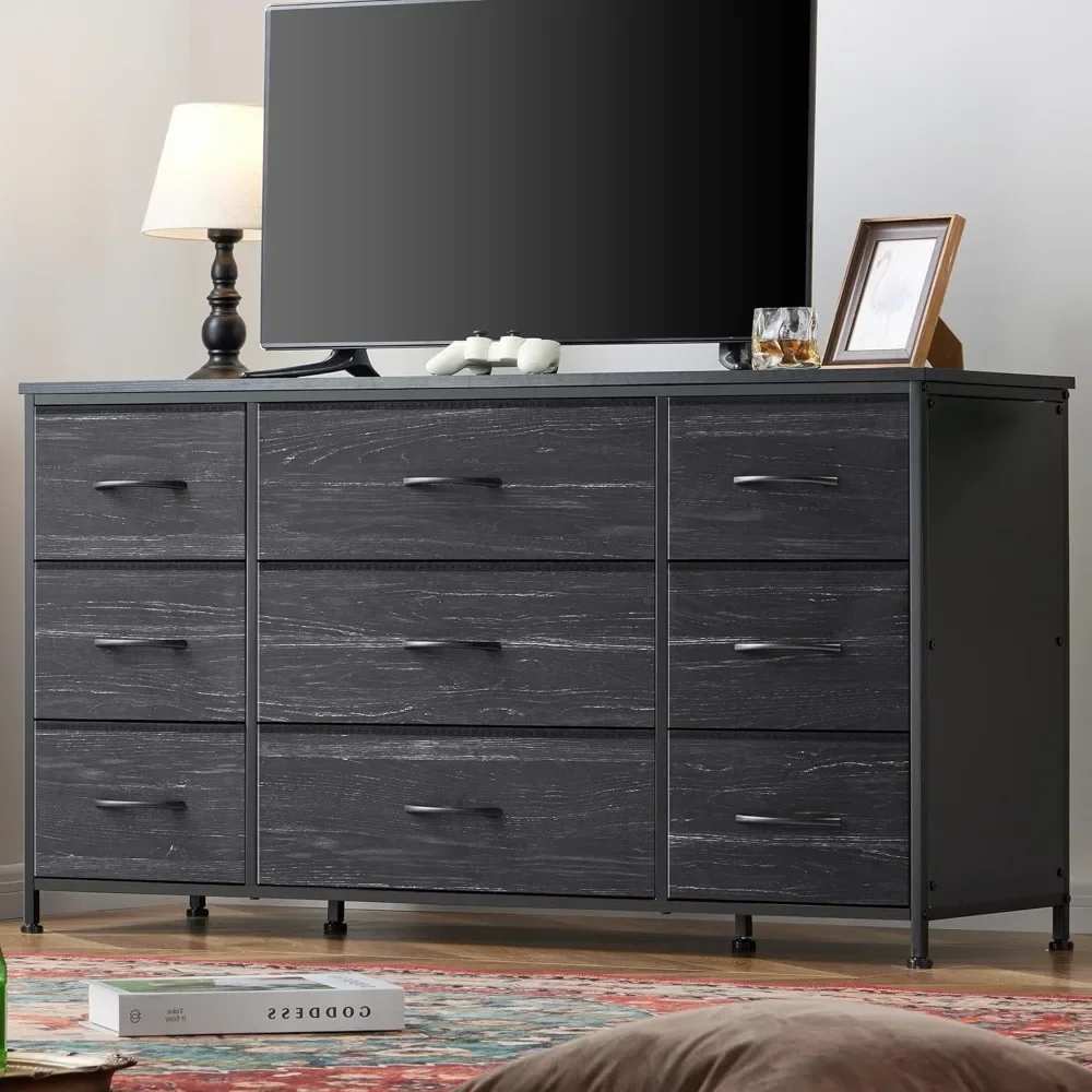 

Dresser, Dresser for Bedroom with 9 Drawers, Wide Dresser TV Stand for 55” TV Stand for Bedroom Dresser Long Dressers & Chests
