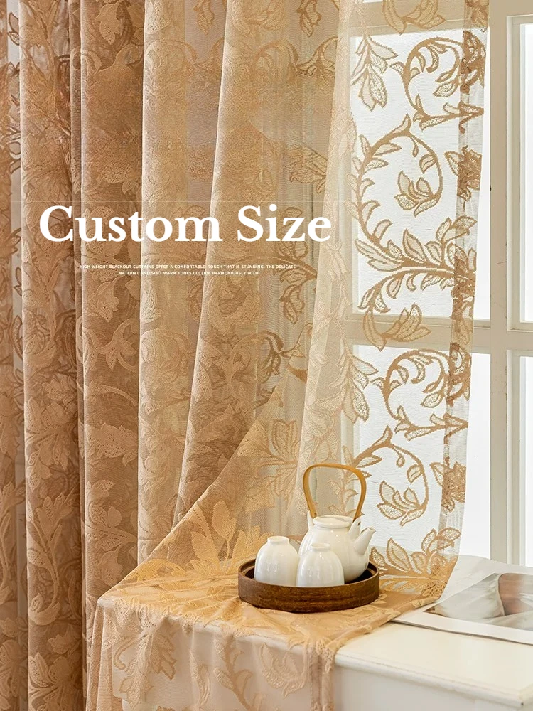 Custom Size French Retro Romantic Lace Window Screen Living Room Bedroom Light-transmitting Gauze Curtain Impermeable Curtain