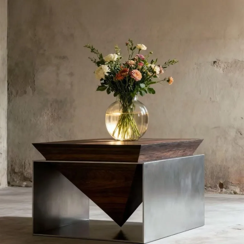 Italian minimalist coffee table square table art stainless steel medieval wabi sabi modern minimalist French retro special-shape
