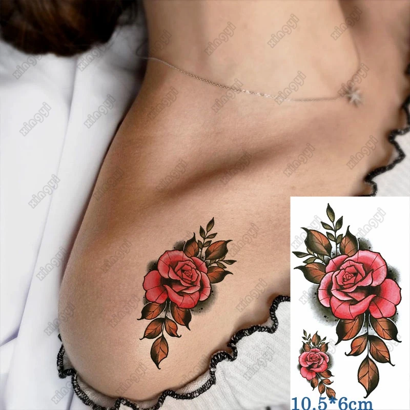 Stiker Tato Temporer Tahan Air Paku Api Matahari Sayap Silang Kecil Tato Flash Tangan Leher Jari Tato Palsu untuk Wanita Pria