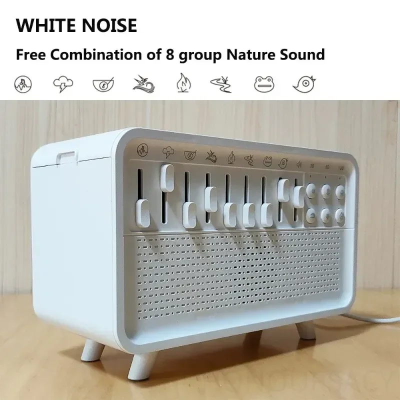 4 in 1 HIFI Bluetooth Speaker White Noise Sleep Aid Night Light Humidifier Machine with Free Combination of 8 Goup Nature Sound