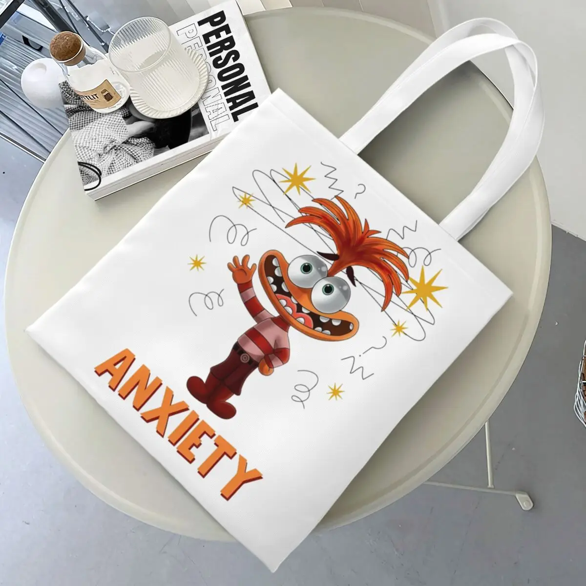 Women Men Inside Out Emotions Anxiety Tote Bags Canvas Cartoon Shopping Bag for Child Handbags