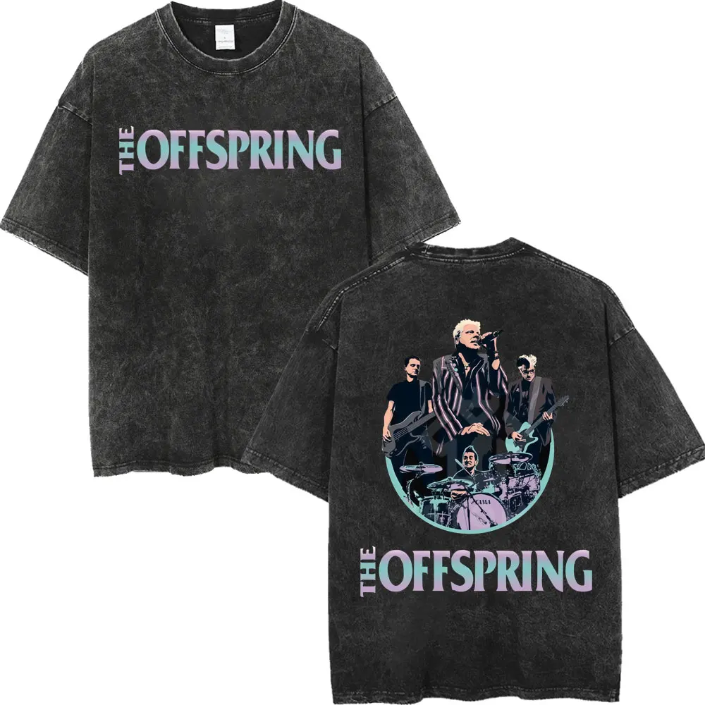

Vintage Washed Punk Rock Band The Offspring Graphic T Shirts Streetwear Gothic Fashion T-shirt Men Women Casual Cotton T-shirts