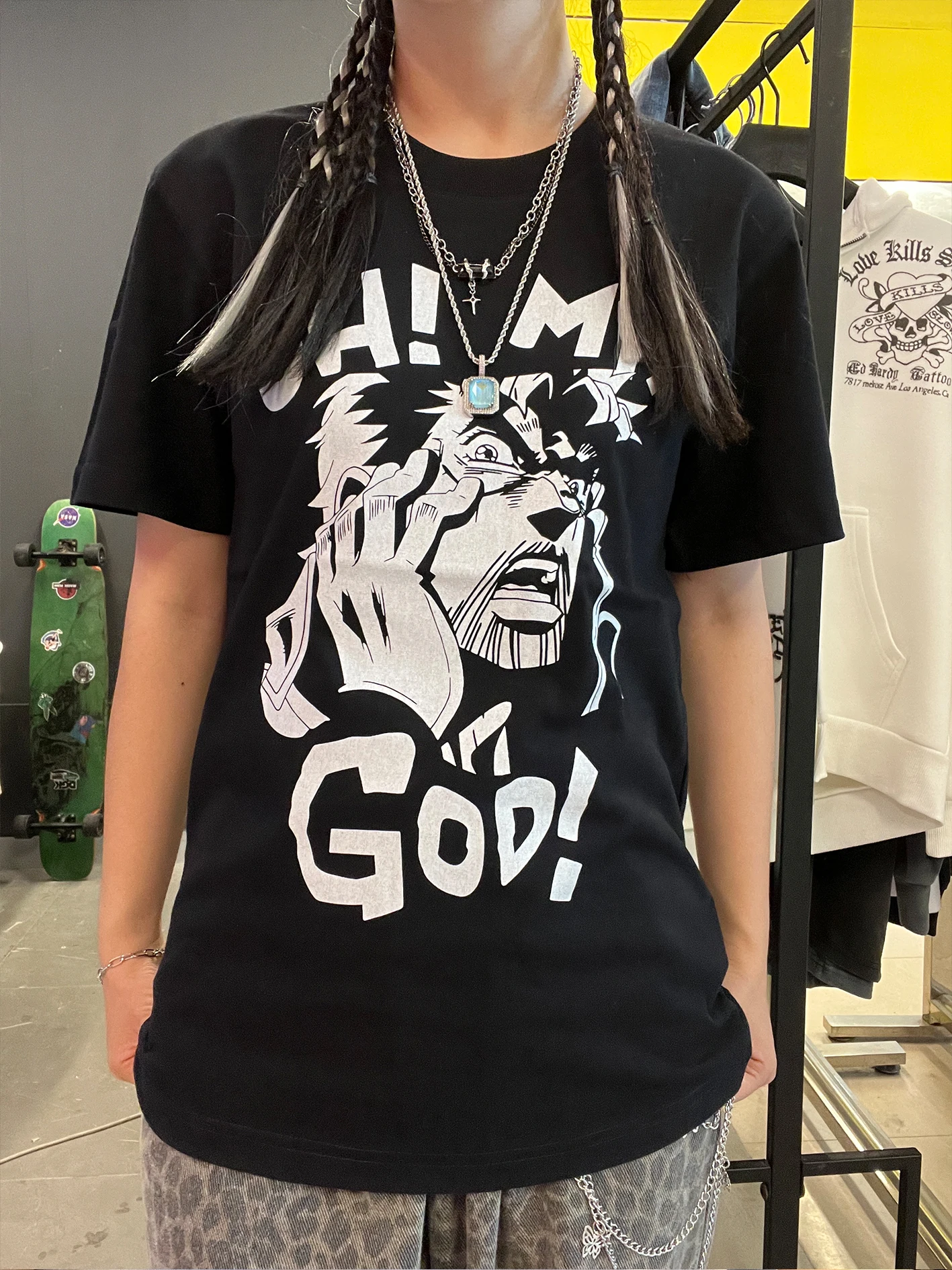 camiseta-de-manga-corta-con-cuello-redondo-estilo-retro-americano-de-jojo's-260g-estilo-casual-color-negro