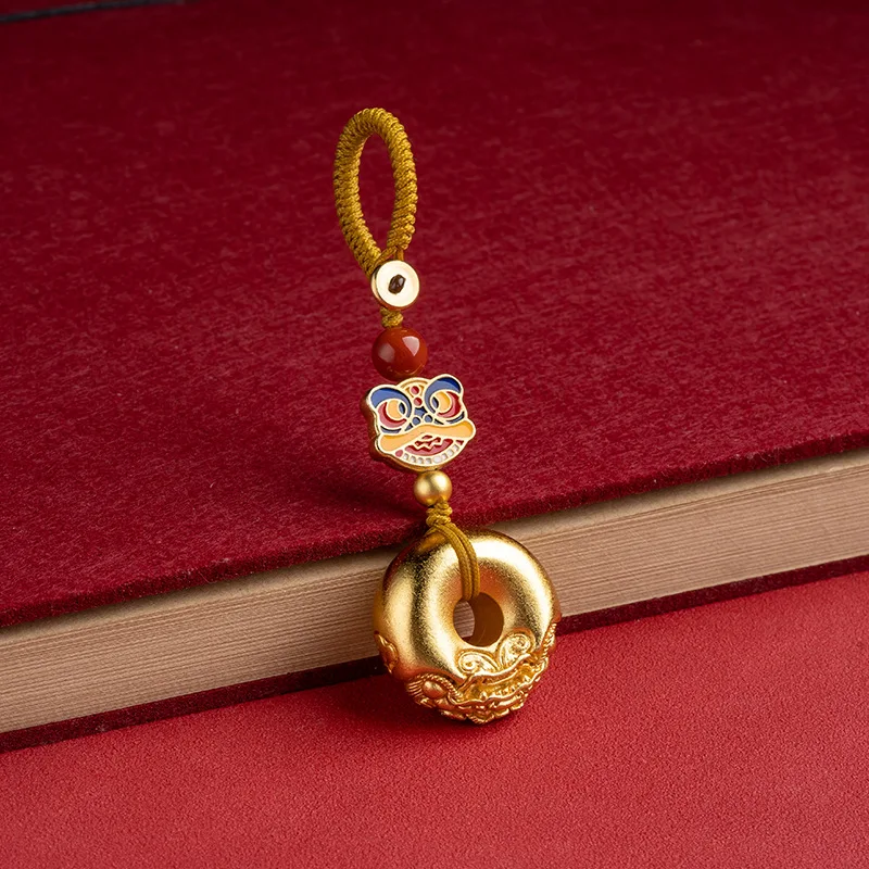 

Shajin Brass Pixiu Car Key Chain Lion Safe Buckle Wealth Pendant High-grade Solid Men and Women High-grade Hanging Ornaments New