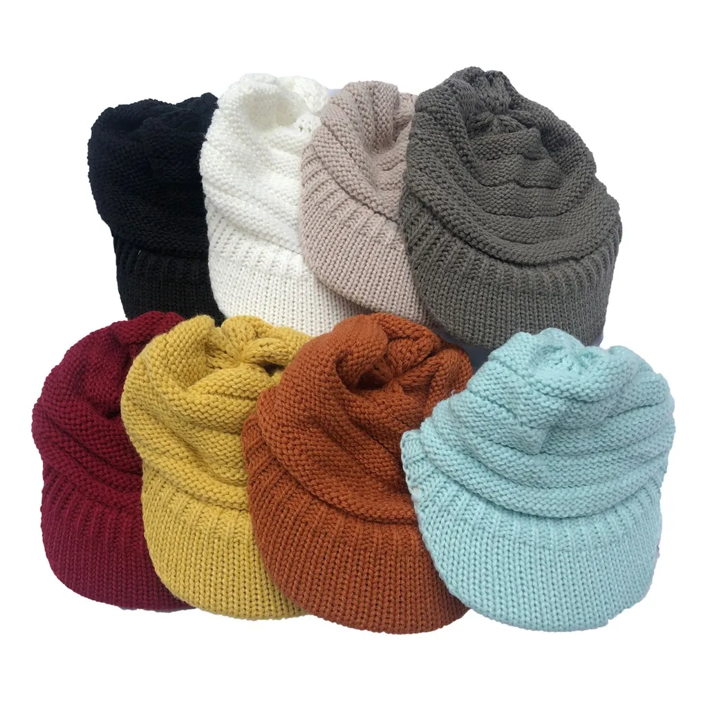 Solid Women Casual Beanies For Girls Winter Keep Warm Caps Stitching Outdoor Plush Hats Crochet Knit Beanie Cap Женские Шапки