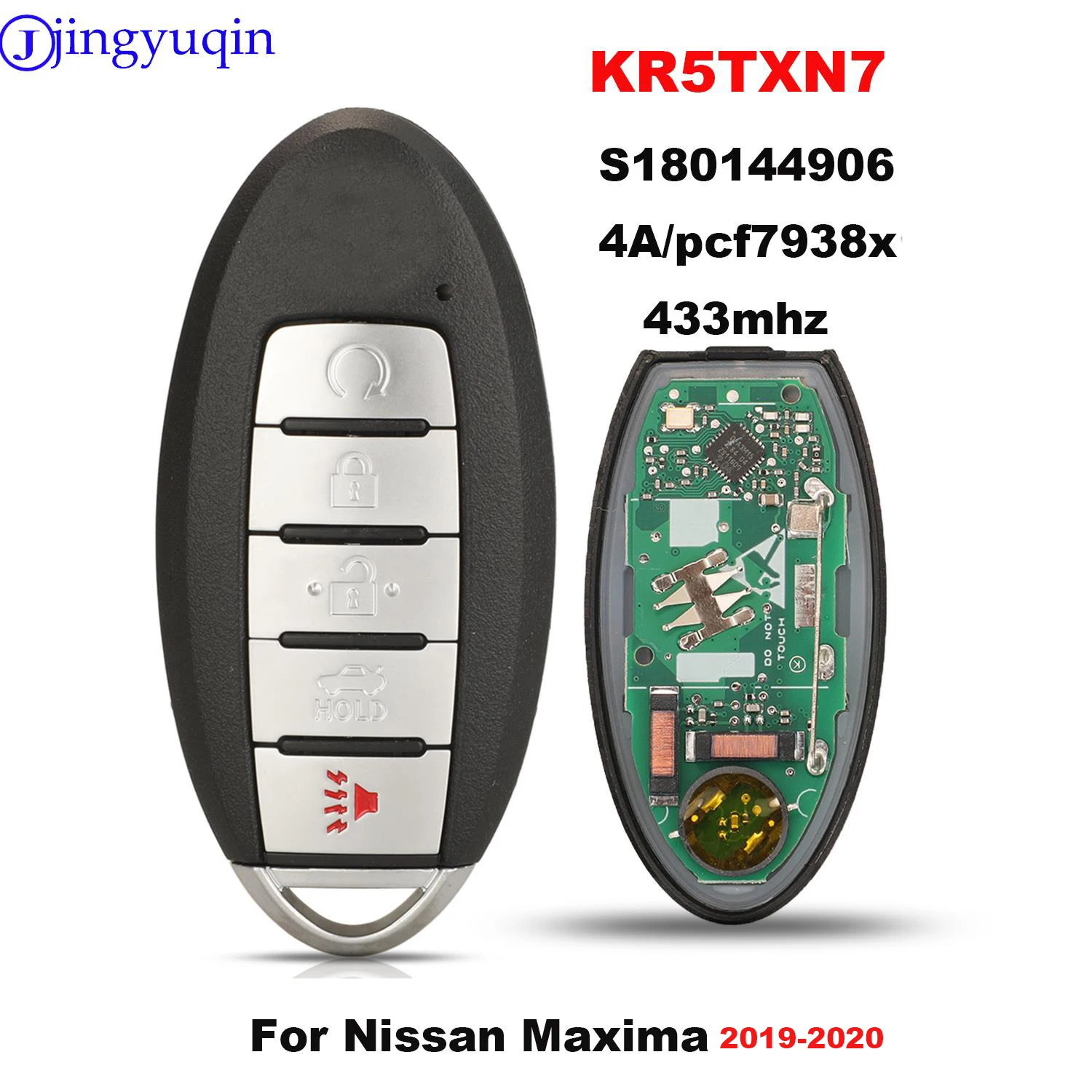 jingyuqin KR5TXN7 S 180144906   Zdalny inteligentny kluczyk samochodowy do Nissan Maxima 2019-2020 433Mhz 4A/pcf7938x Chip 5BTN Keyless