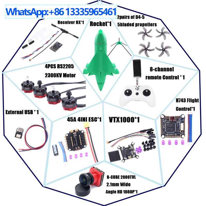 Bo Cube H743 without battery package Orange/green/black carbon fiber rocket 5 inch drone kit
