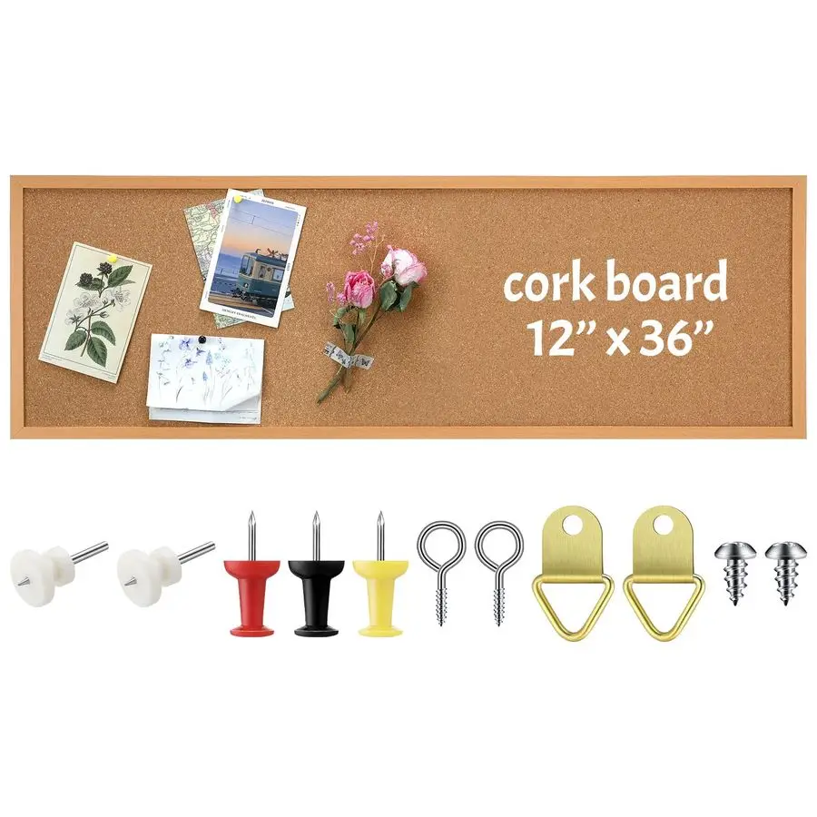 

x 36 пробковых досок объявлений в рамке, большая настенная пробковая доска с установочным комплектом, канцелярскими булавками для декора дома и офиса, школы