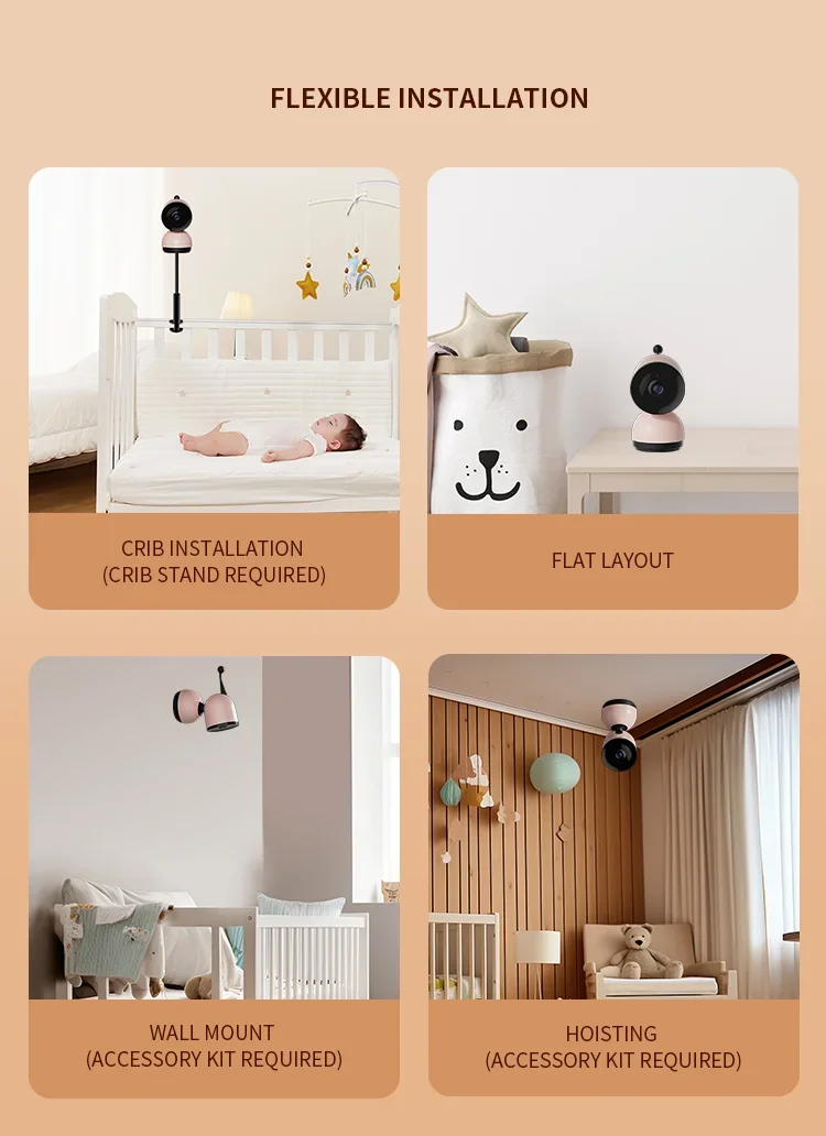 5 Inch Video HD Baby Monitor With Pan Tilt Camera 2.4G WiFi PTZ Motion Tracking Security Protection Two Way Audio Cam USB Charge