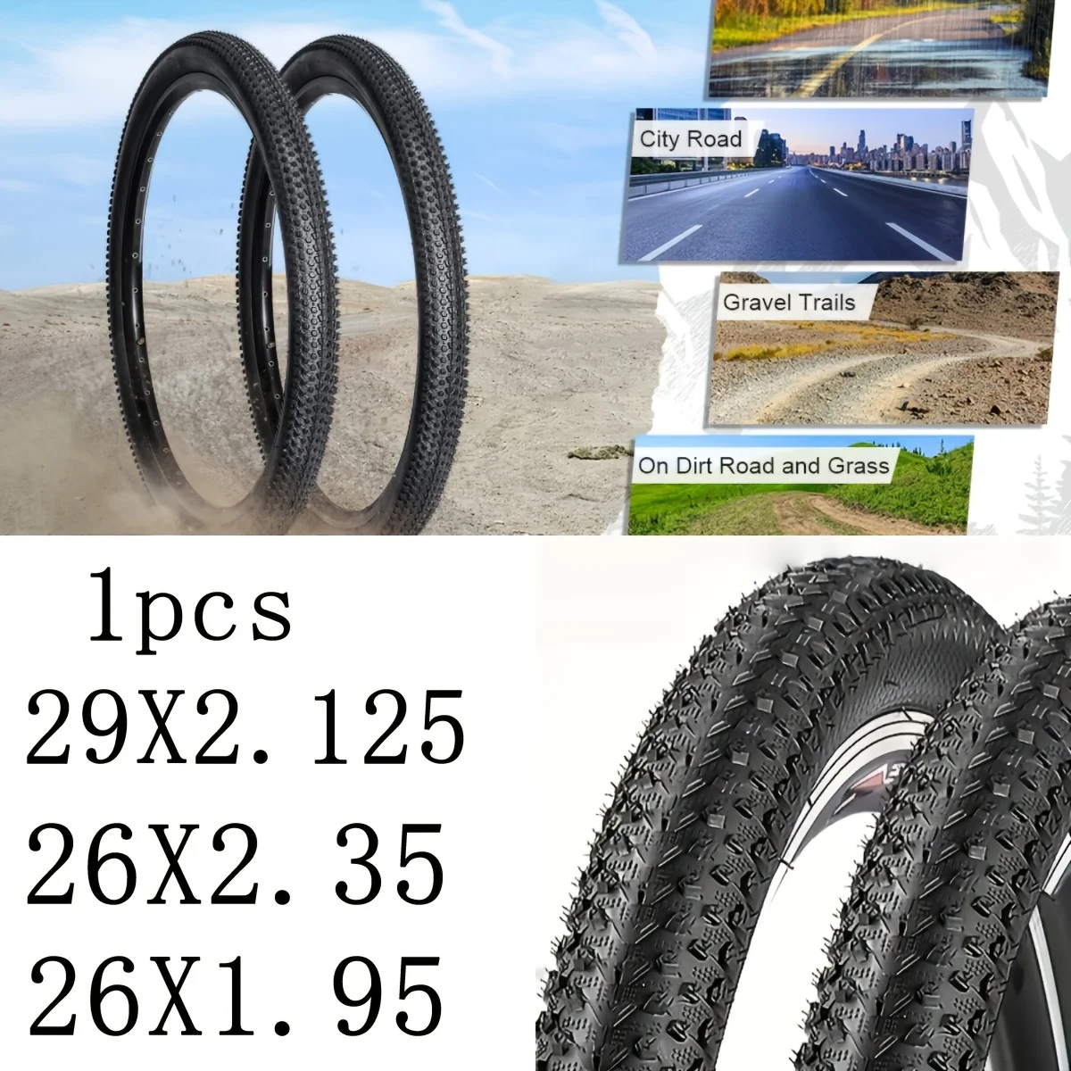 2 Stück Fahrradreifen 26x1,95 26x2,125 26x2,35 Mountainbike-Reifen Pannensicher Fahrradreifen für Stadt Straße Schotter Gras MTB – Detail 8