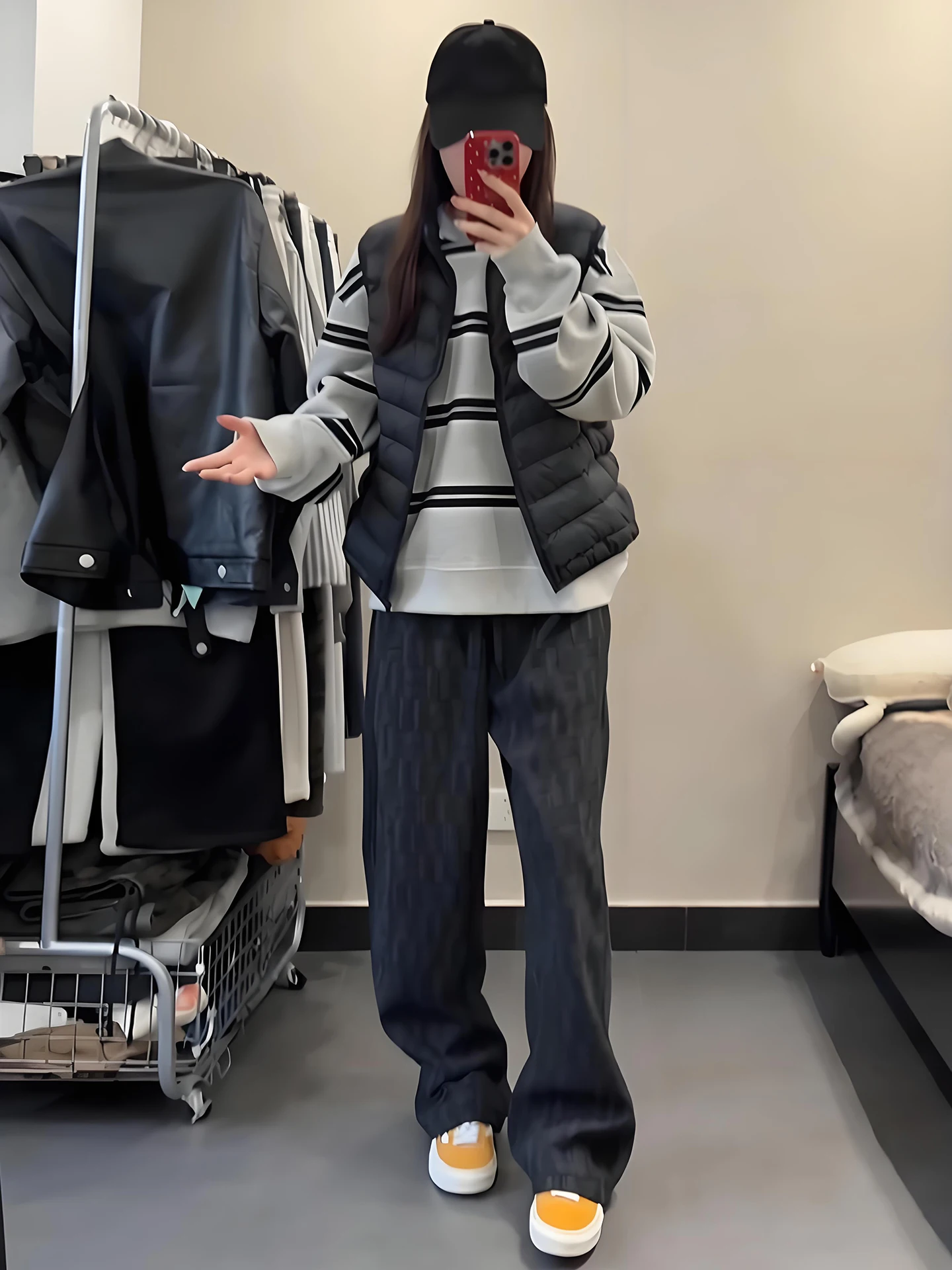 Black American Style Straight Leg Tie Dye Fleece Lined Men's Casual Pants Autumn Winter Plaid Slimming Drapey Comfortable