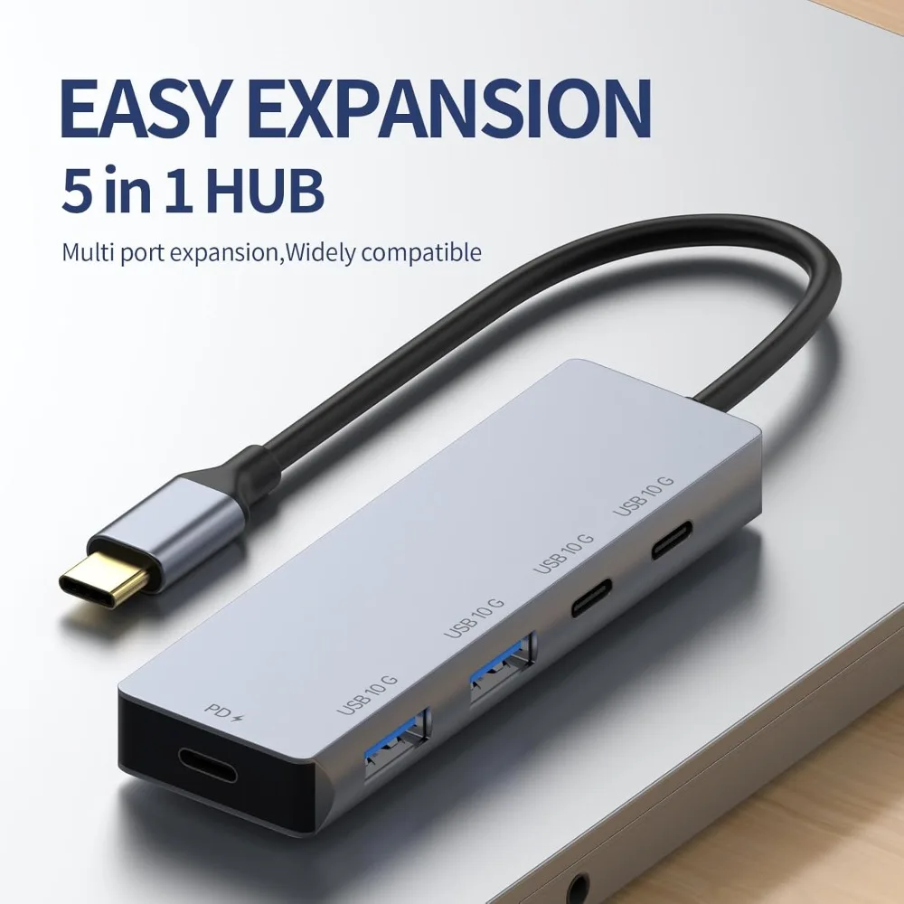 10Gbps USB C Hub 4 Ports USB 3.2 HUB PD 100W Fast Charging for MacBook Pro Air HP Acer Laptops iPad Samsung S23 24 iPhone 15 16