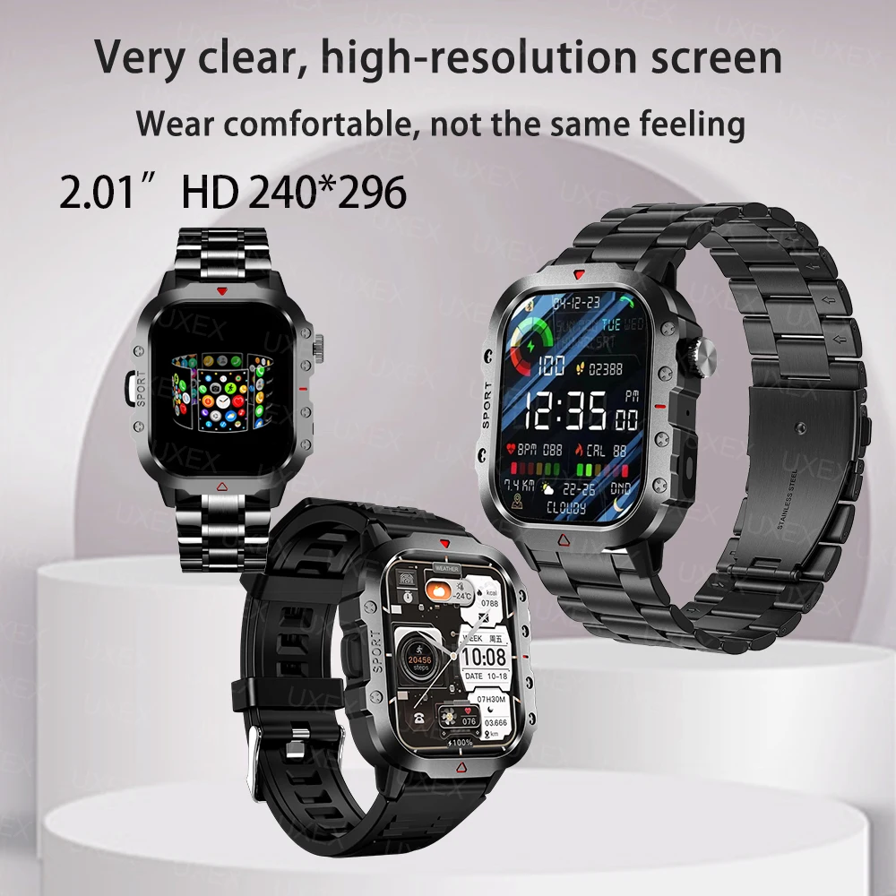 2025 Новые военные часы Sir And Madam Youth 2,01 дюйма HD-экран Отслеживание здоровья Bluetooth Вызов Пользовательский циферблат Подарок для женщин Часы