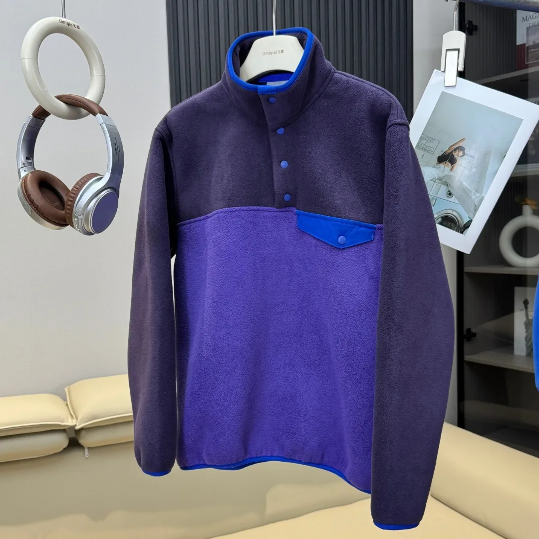 2026 Outdoor-Radsport- und Wanderjacke für Paare mit Farblich Abgestimmtem Patchwork-Design, Stehkragen und Fleece-Futter – Detail 11