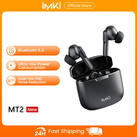 IMIKI-MT2 In-Ear Dual-Mic Sports Headset com Redução de Ruído, fone de ouvido sem fio à prova d'água, fones de ouvido HiFi, IPX4, ENC, BT 5.3