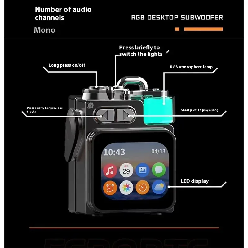 2026 Hot Sale Speaker, Touch Screen Atmosphere Light, Portable Speaker, High-power Wireless Mini Speaker