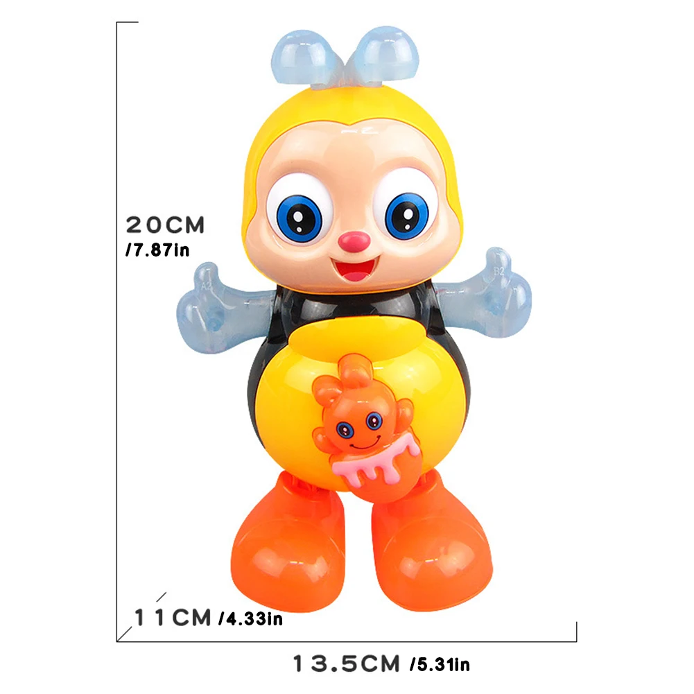 Jouets électriques d'abeille dansante avec musique et lumières, jouet interactif d'abeille oscillante de dessin animé, jouet éducatif pour bébé, cadeaux pour tout-petits
