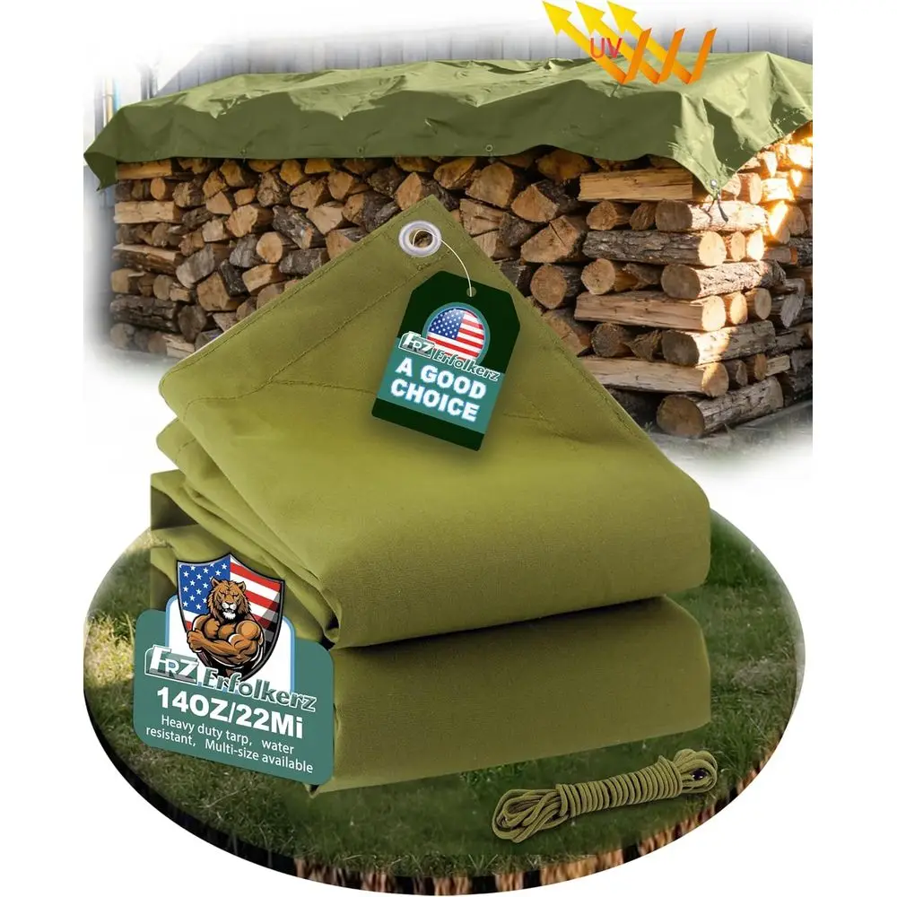 

12x20ft 22Mil Water-Resistant Tarps with Aluminum Grommets, 14OZ UV-Resistant Tarpaulin, Heavy-Duty Multi-Use Cloth Covers for W