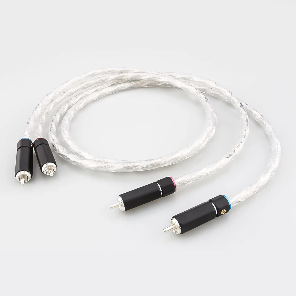 Audiocrast AS220 silver plated hi end rca cable Silver Plated Rca interconnect Cable with self locking Gold Plated RCA Plug