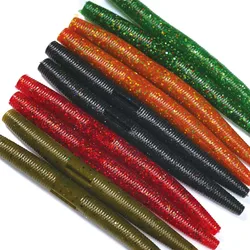10pcs pack Silicone Worm Lure 10cm Artificial Bait Senko Slow Sinking Worm Bass Wobblers Scented Salt-Infused Breadworm Bait
