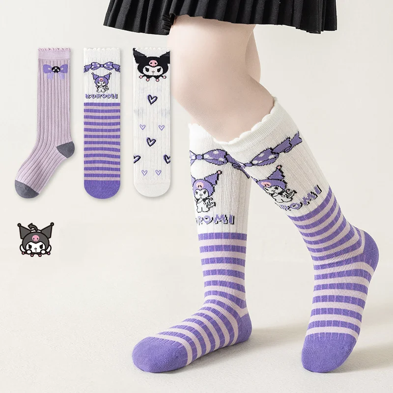 5 Pairs of Sanli Oh Kawaii Kulomi Girls' Calf Socks Thin Cartoon Anime Character Lace Princess Lolita High Socks Accessories