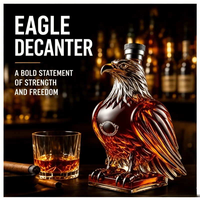Luxury Eagle Shaped Whiskey Decanter , Creative Eagle Barware Spirits Carafe, Unique Gift for Men Home Bar & Collectors