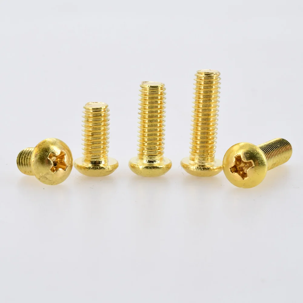 M2 M3 M4 M5 M6 DIN7985 Brass Outside Hex Sink Head/Round Head Phillips Screws Bolts Metric Thread Machine Screws Electronic Work