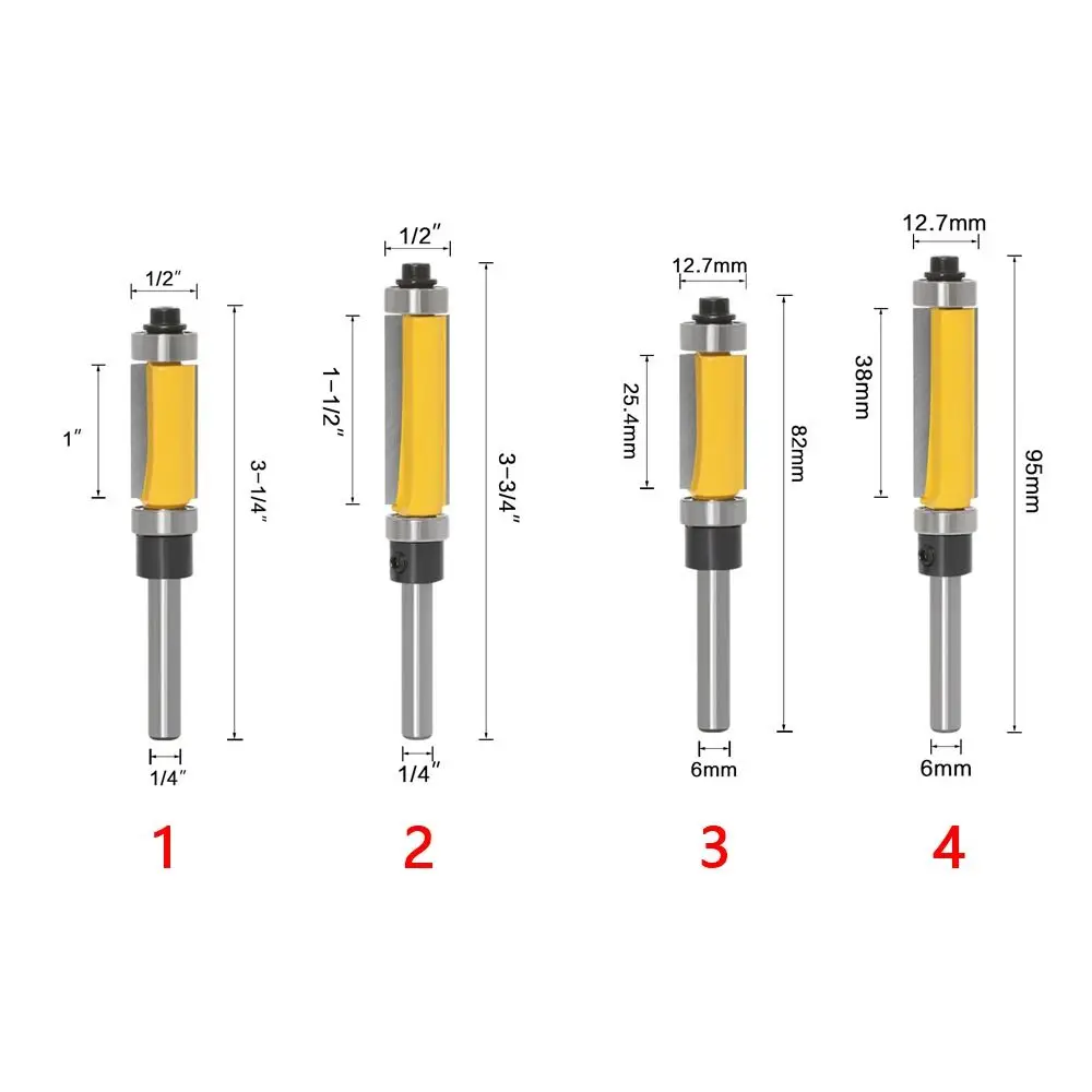 6mm/6.35mm Shank Double Bearing Milling Cutter Router Bit Trimming Cutter Woodworking Tools