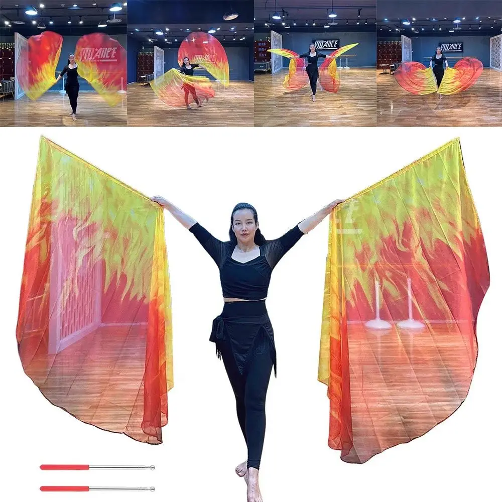 with Telescopic Sticks Belly Dance Accessories Props Scalable Rods Multicolor Colorful Scarves Flag Lightweight Portable