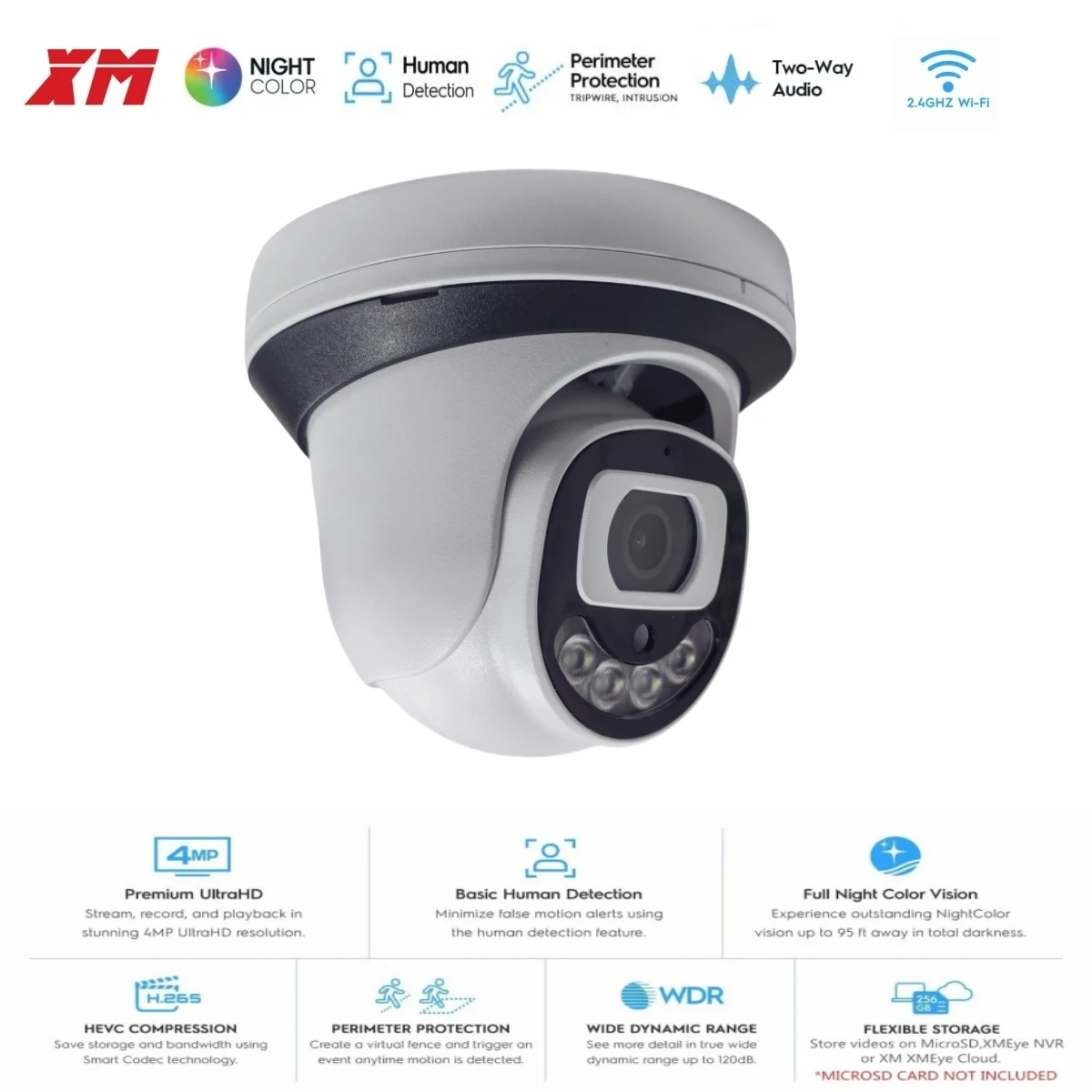 

4MP WiFi Security Camera dome Indoor Wireless Color Night Vision IP Camera Supports Two-way Talk Home Video Surveillance System