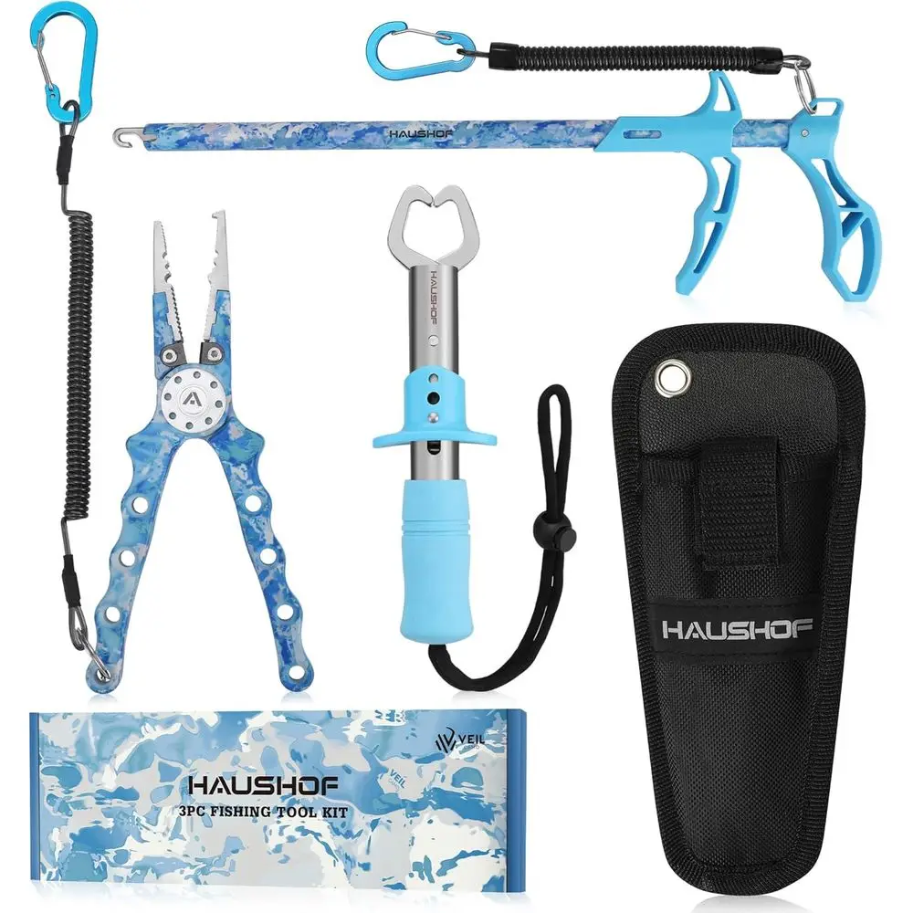 

Алюминиевый набор рыболовных инструментов с захвателем из нержавеющей стали, устройством для снятия крючков, ремешком и чехлом — идеальный подарок для рыболов
