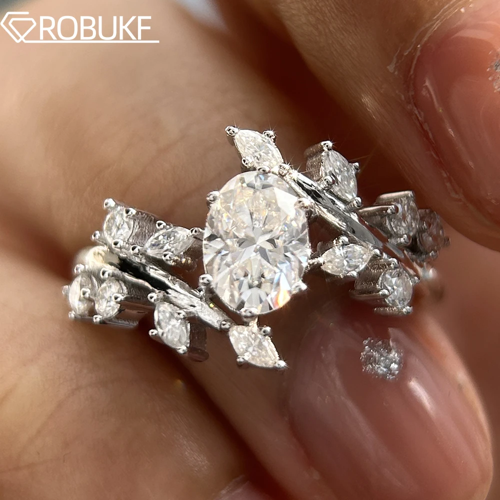 

Кольцо из муассанита 1.48cttw для женщин, овальное, маркиз, круглое, с огранкой Halo Diamond, с сертификатом GRA, из стерлингового серебра 925 пробы, обручальное, ювелирное изделие