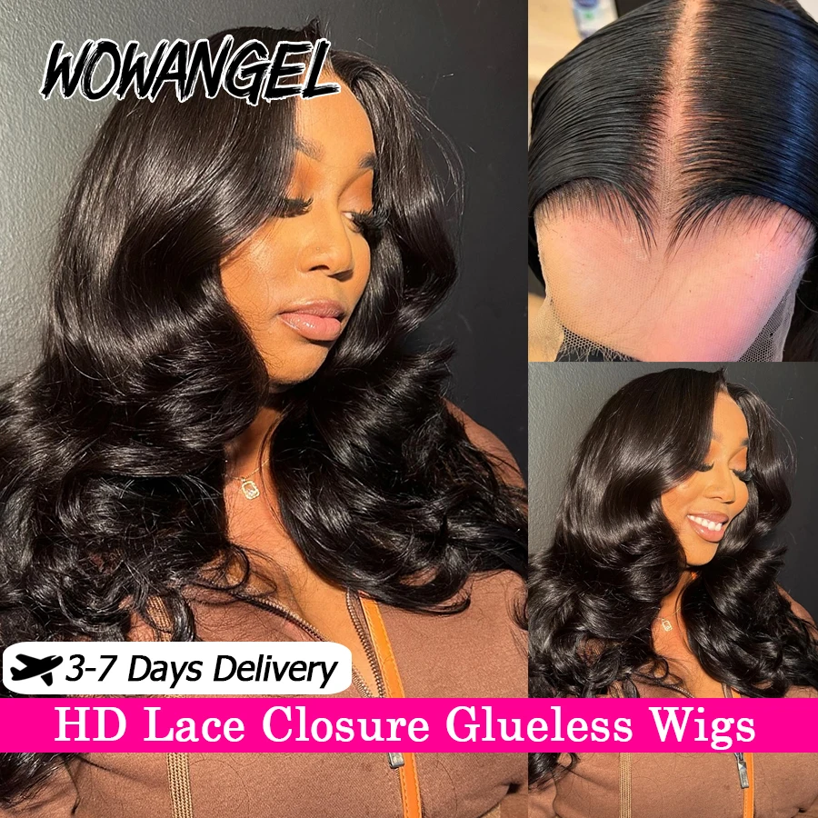 WOWANGEL 34in 5x5 HD Lace Closure Wigs 250% Body Wave Glueless Wigs Human Hair Ready To Wear Skins Melted Remy Brazilian Hair